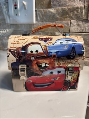 Disney Cars Kids Metal Lunchbox with Lightning McQueen - Red & Blue